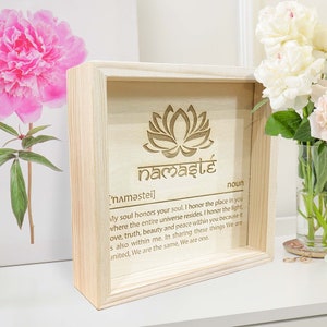 Namaste Definition Double-sided laser engraved wooden picture frame for desktop. Yoga Lovers Gift. Meditation Gift. Yoga Studio Decor