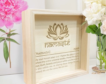 Namaste Definition Wood Picture Frame, Yoga Gift, Meditation Decor