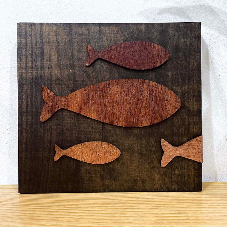 Shoal of Fish Wall Art. Set of 6 Wood Panels Arrange Wall Art. Etsy