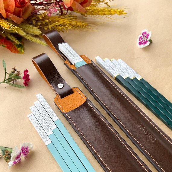 Personalized Fiberglass Chopsticks Pouch Leather. Stainless Steel Chopsticks With Leather Cowhide Case. Heat Resistant Chopsticks.