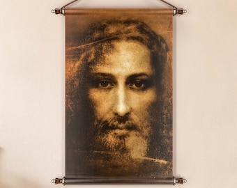 Shroud of Turin Jesus Canvas Wall Art: Religious Home Decor