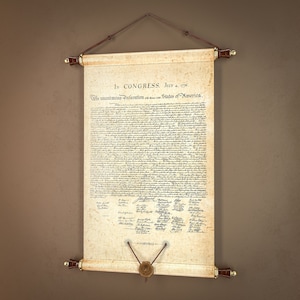 United States Declaration of Independence Wall Art - Constitutional Document Canvas Wall Décor - Historical Replica