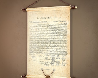 United States Declaration of Independence Wall Art - Constitutional Document Canvas Wall Décor - Historical Replica