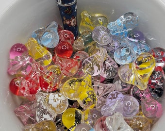 Splatter Heart Beads Perfect for Beadable Pens and Pencils and Posts. 5 for 1.00