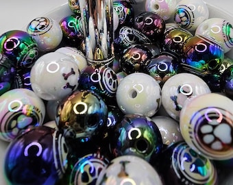 Mirror Shine Dog Paw and bone beads 4 for 1.00