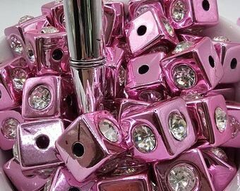 Pink Mirror Shine Gemstone Square Beautiful **MY Favorite *** 8 for 1.00