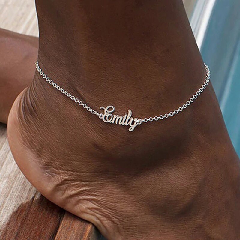gold name anklet