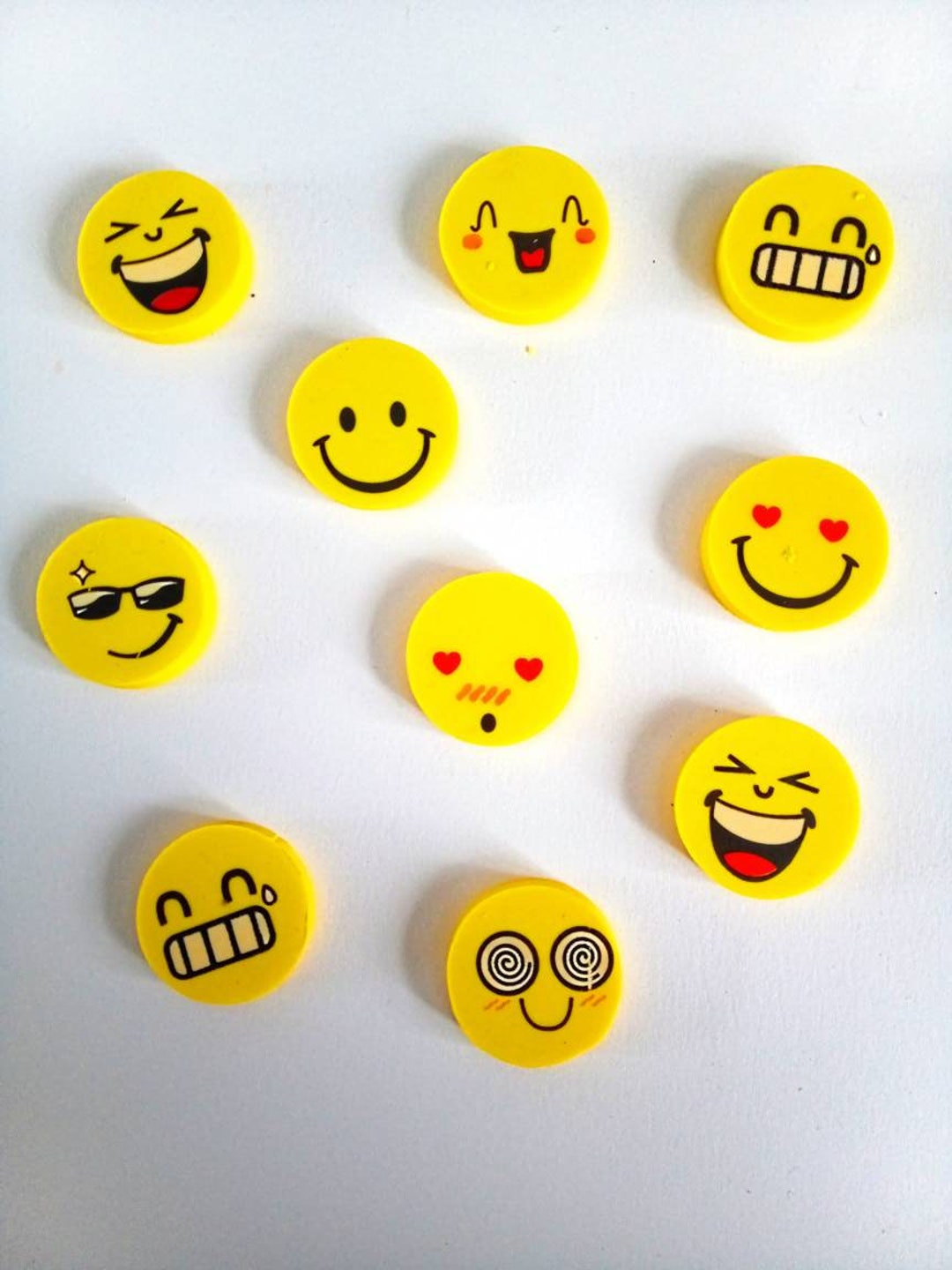 12 Smile Face Emoji Erasers Novelty Erasers Rubbers Boys Girls Etsy