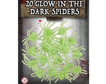 20 Glow in the Dark Spiders Halloween Party Bag Fillers Kids Table Decorations