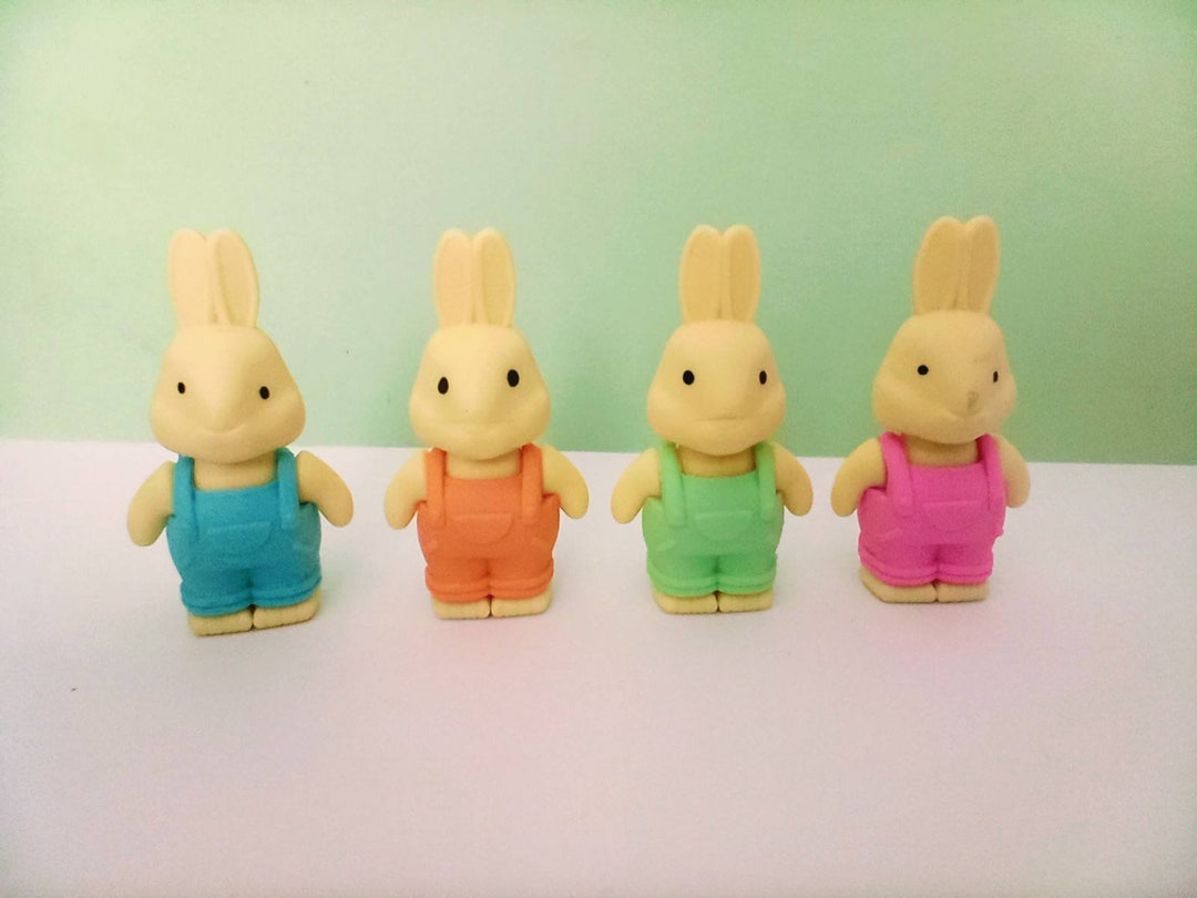 Set of 4 Bunny Rabbit Erasers Rubbers Girls Boys Party Loot Etsy