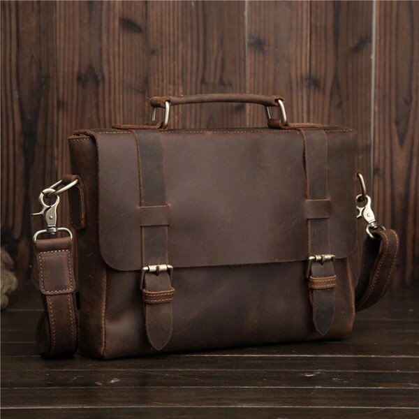 Leather Briefcase Etsy