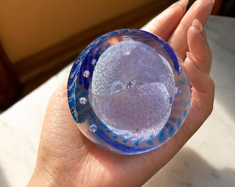 Caithness Glass Cheviot Paperweight: Blue Art Glass, Controlled Bubbles, Scotland (3 Inch)