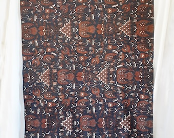 Sarong tulisbatik indaco e tintura marrone naturale di Jogykarta Java