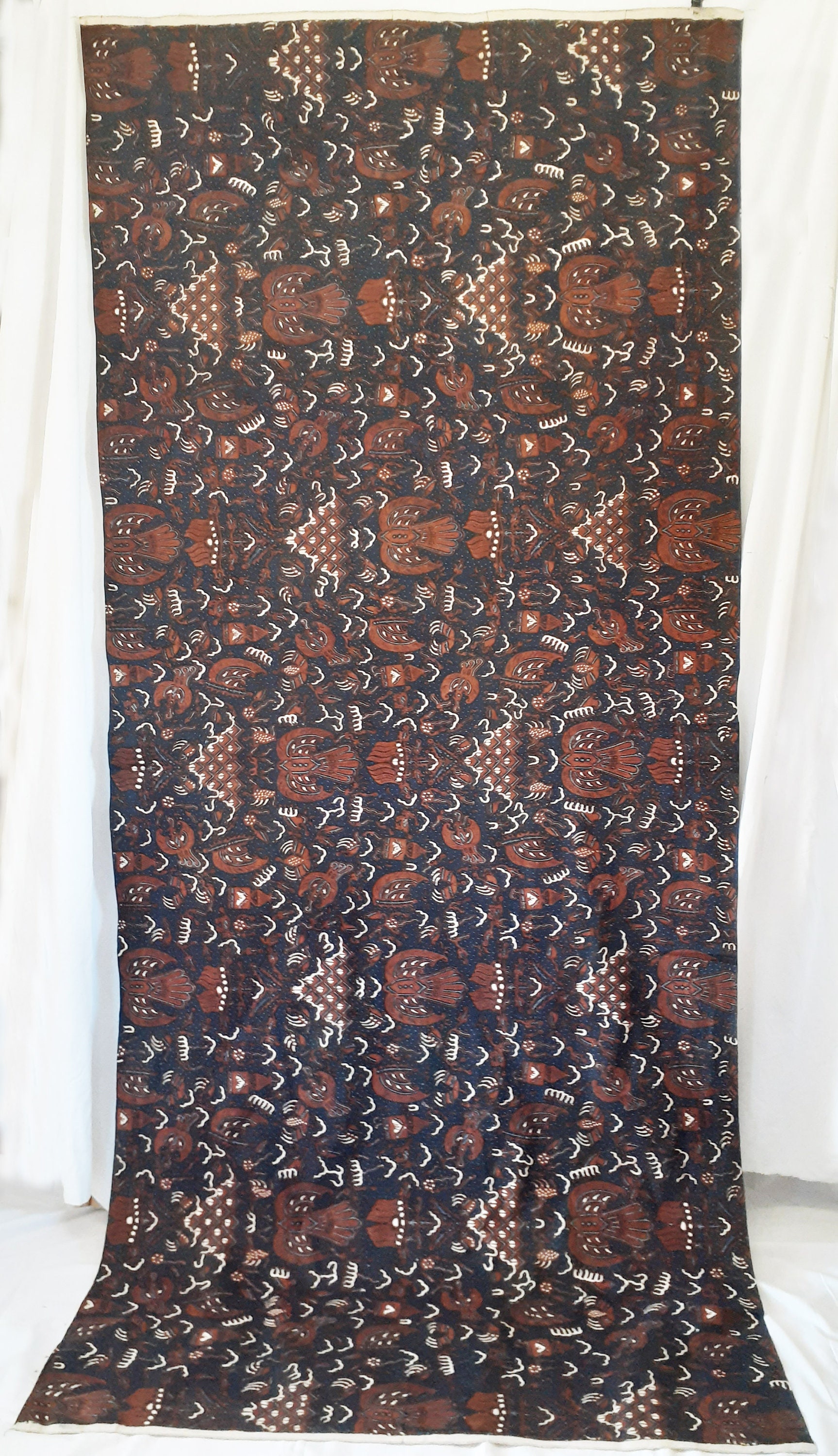 Indigo and natural brown dye  tulis batik sarong from Jogykarta Java
