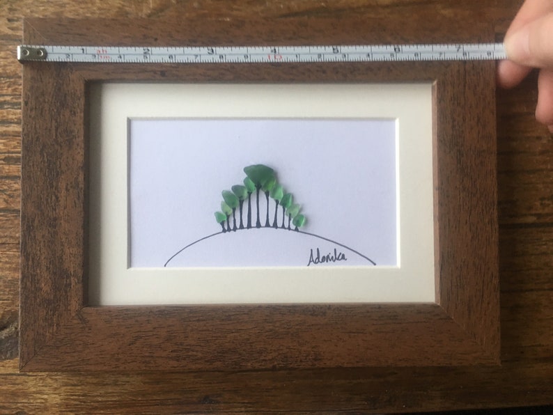 Green Trees Sea Glass Art Etsy