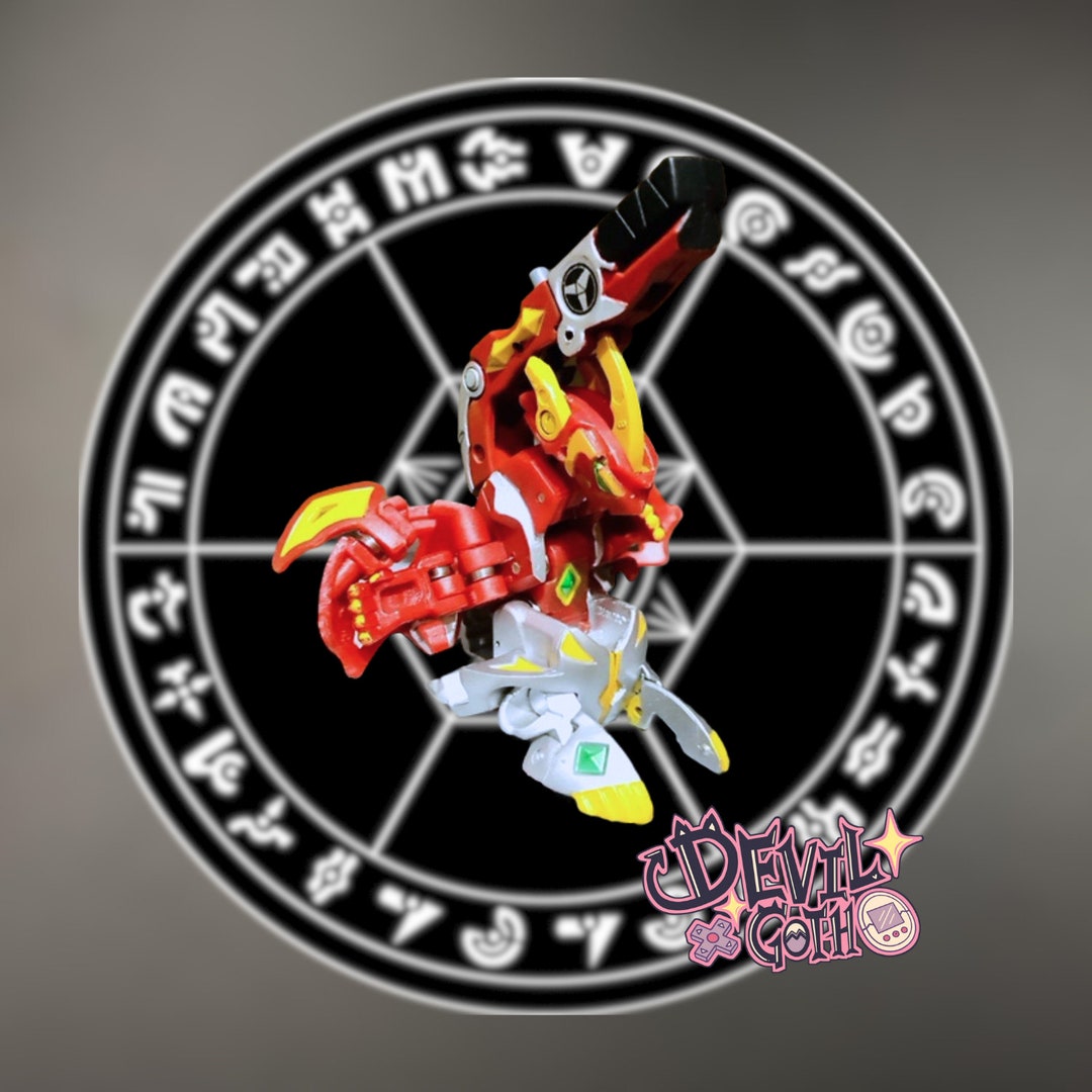 Bakugan , Pyrus Titanium Dragonoid With Sonicanon Gun Custom Painted as ...