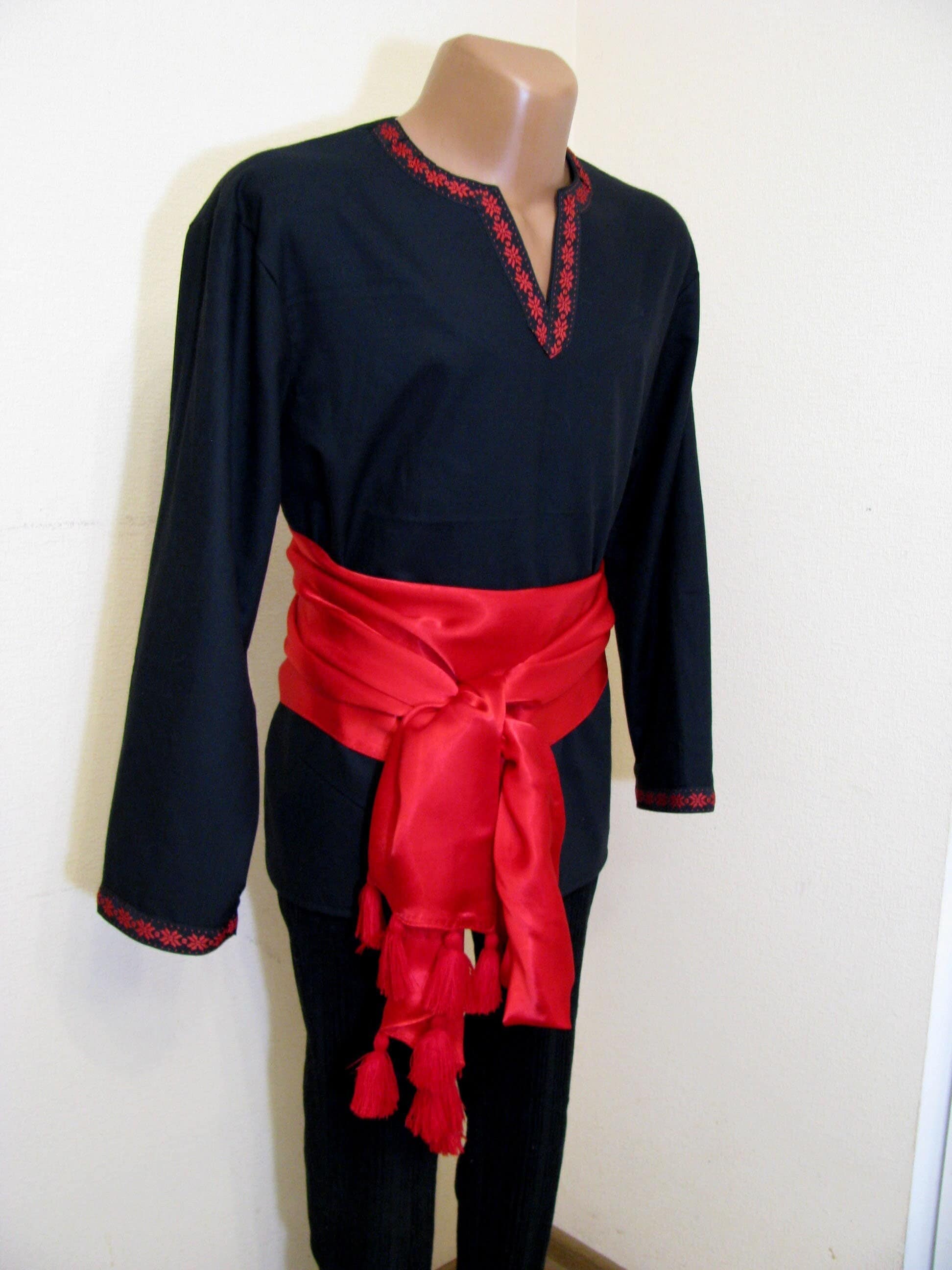Tarpop 2 Pcs Halloween Red Pirate Sash Belt Longer Satin Red Waist Sash  Captain Prince Sash Wide Silk Sash Belt for Women Men Cosplay Costume