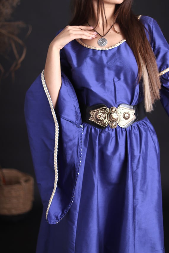 Disfraz Princesa Medieval/Vikinga Terciopelo Azul Mujer - Vestido Largo  Incluido