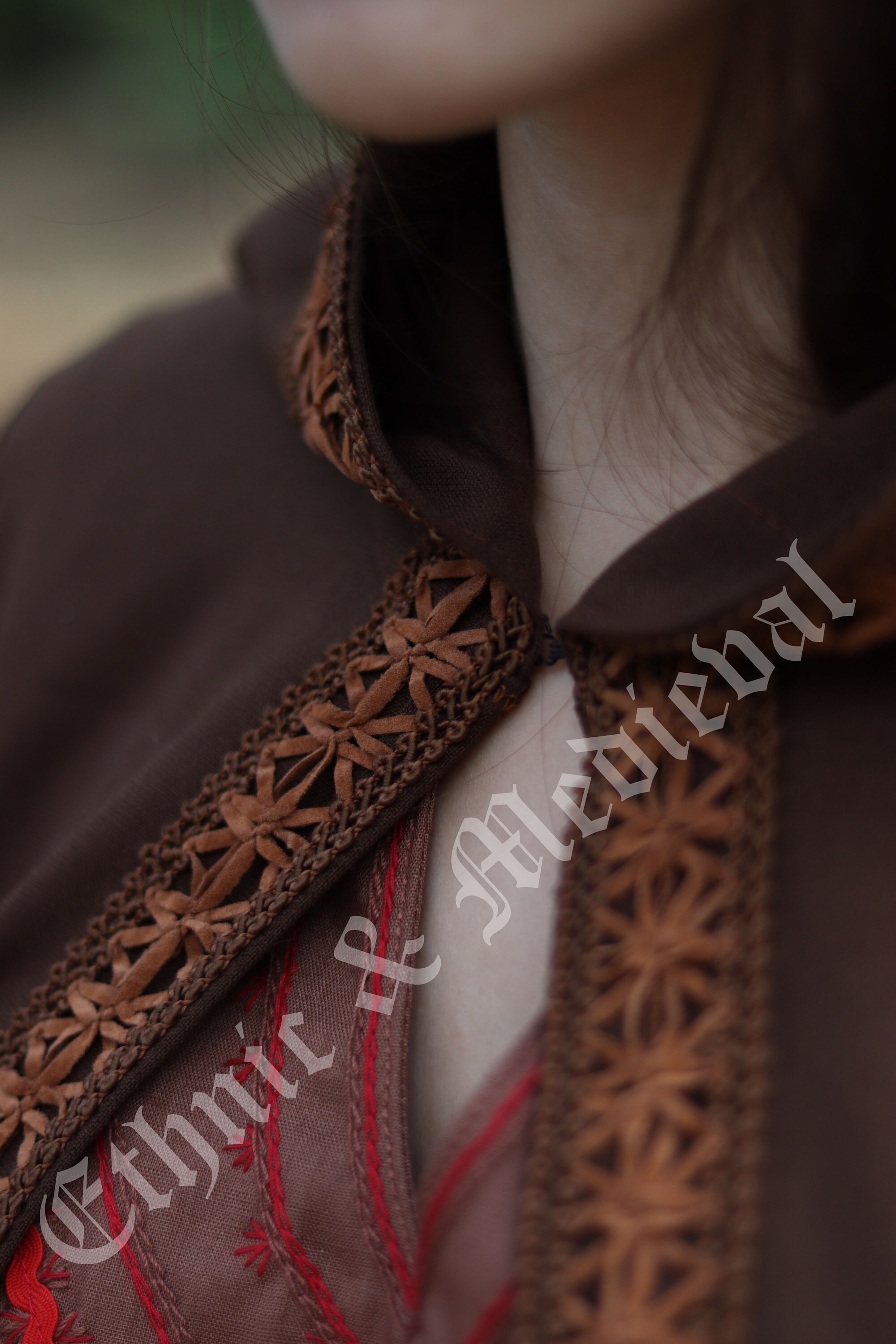 Brown Hooded Viking Cloak Wool Shieldmaiden's Cape With Leather Trim ...