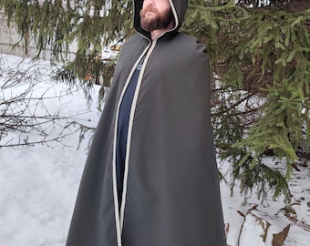 Dark Green Hooded Medieval Cloak, Renaissance Fantasy Cape