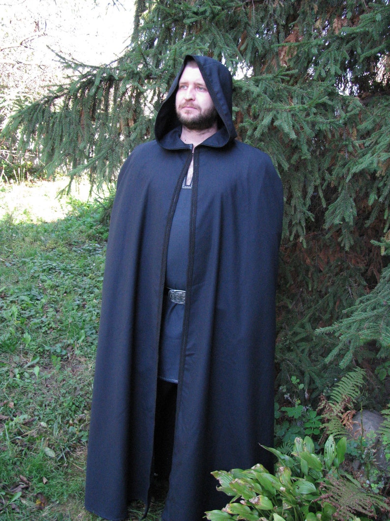 Medieval Cloak for Men Wool Hooded Cape Long Renaissance Cape LARP