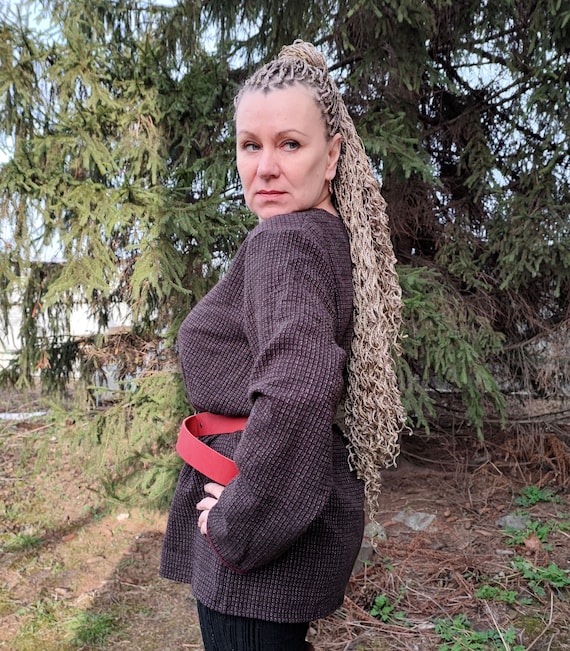 LARP Viking Tunic With Fur Trim - Brown - Mohair Wool Mix - Etsy