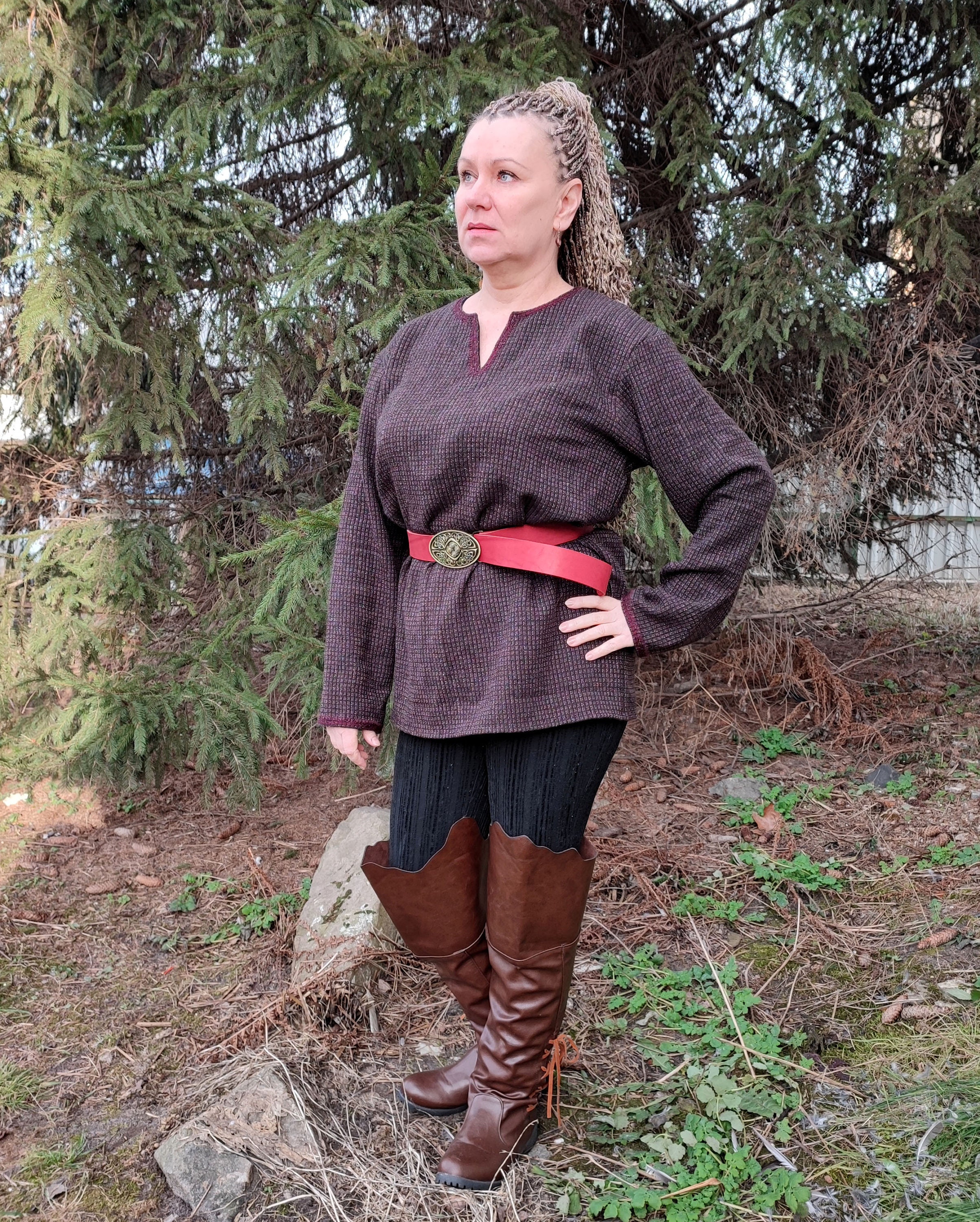 Medieval Brown Tunic for Women, Pure Wool Viking Shirt