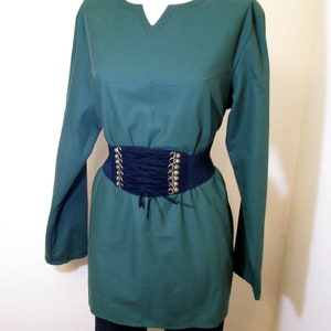 Green Medieval tunic for women, Cotton viking shirt, Hand stitched shieldmaiden's dress, Renaissance tunic, LARP, cosplay, renfaire outfit image 4