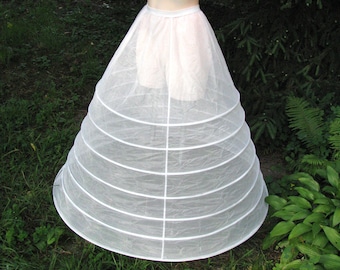 7 Hoop Petticoat Crinoline, White Slip Ball Gown Full Skirt, Bridal Wedding Gown Dress, Medieval Underskirt, Princess Undergarment Skirt