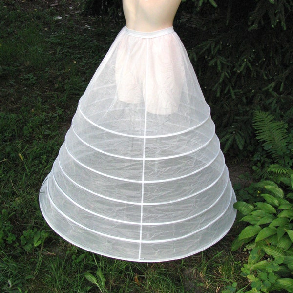 7 Hoop Petticoat Crinoline, White Slip Ball Gown Full Skirt, Bridal Wedding Gown Dress, Medieval Underskirt, Princess Undergarment Skirt