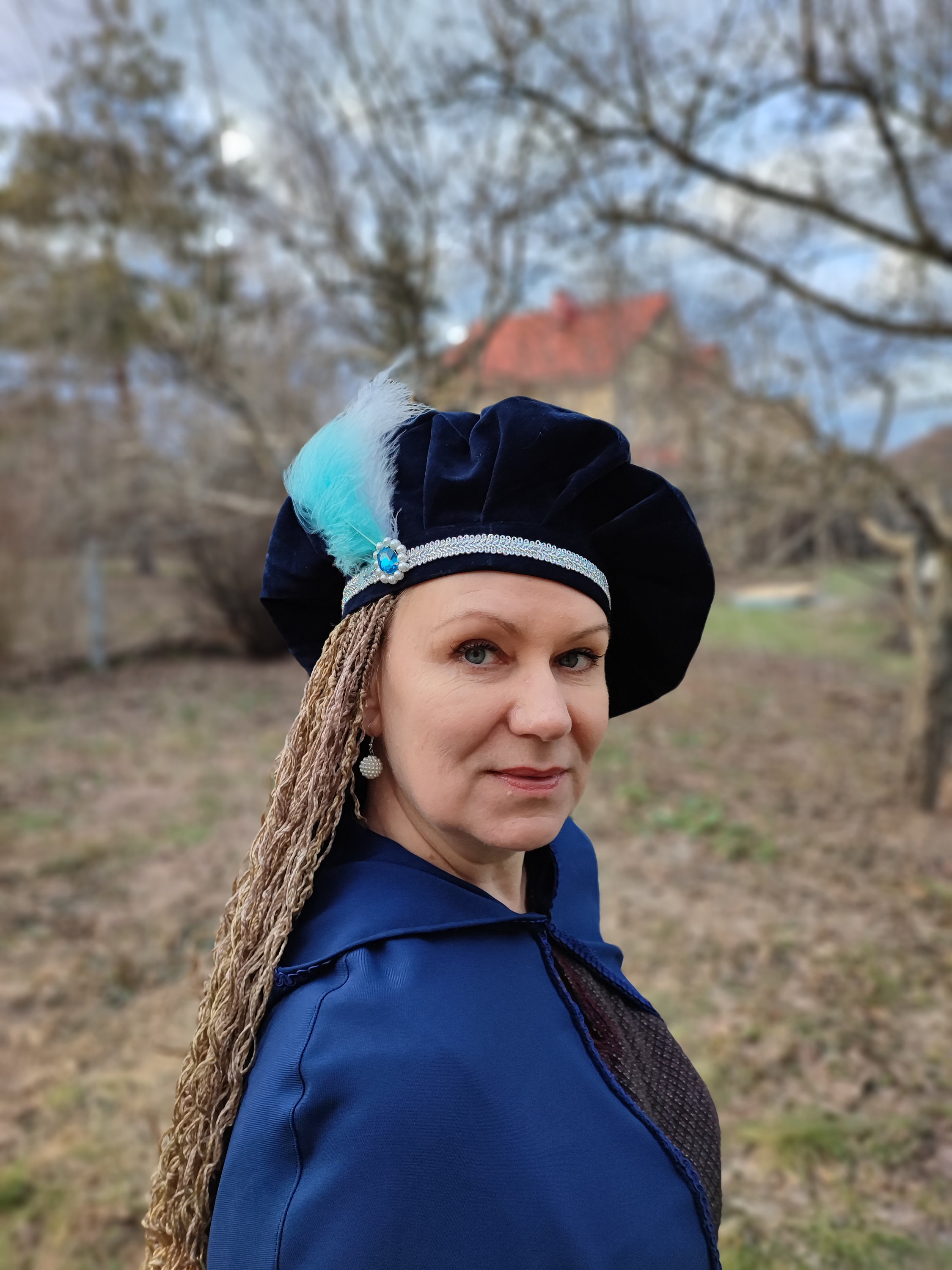 Midnight Blue Medieval Hat With 