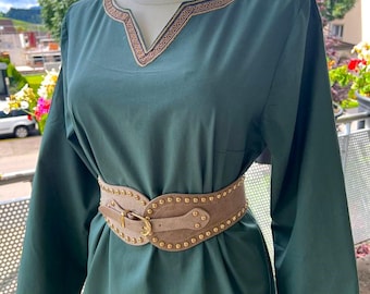 Green Medieval tunic for women, Cotton viking shirt, Hand stitched shieldmaiden's dress, Renaissance tunic, LARP, cosplay, renfaire outfit