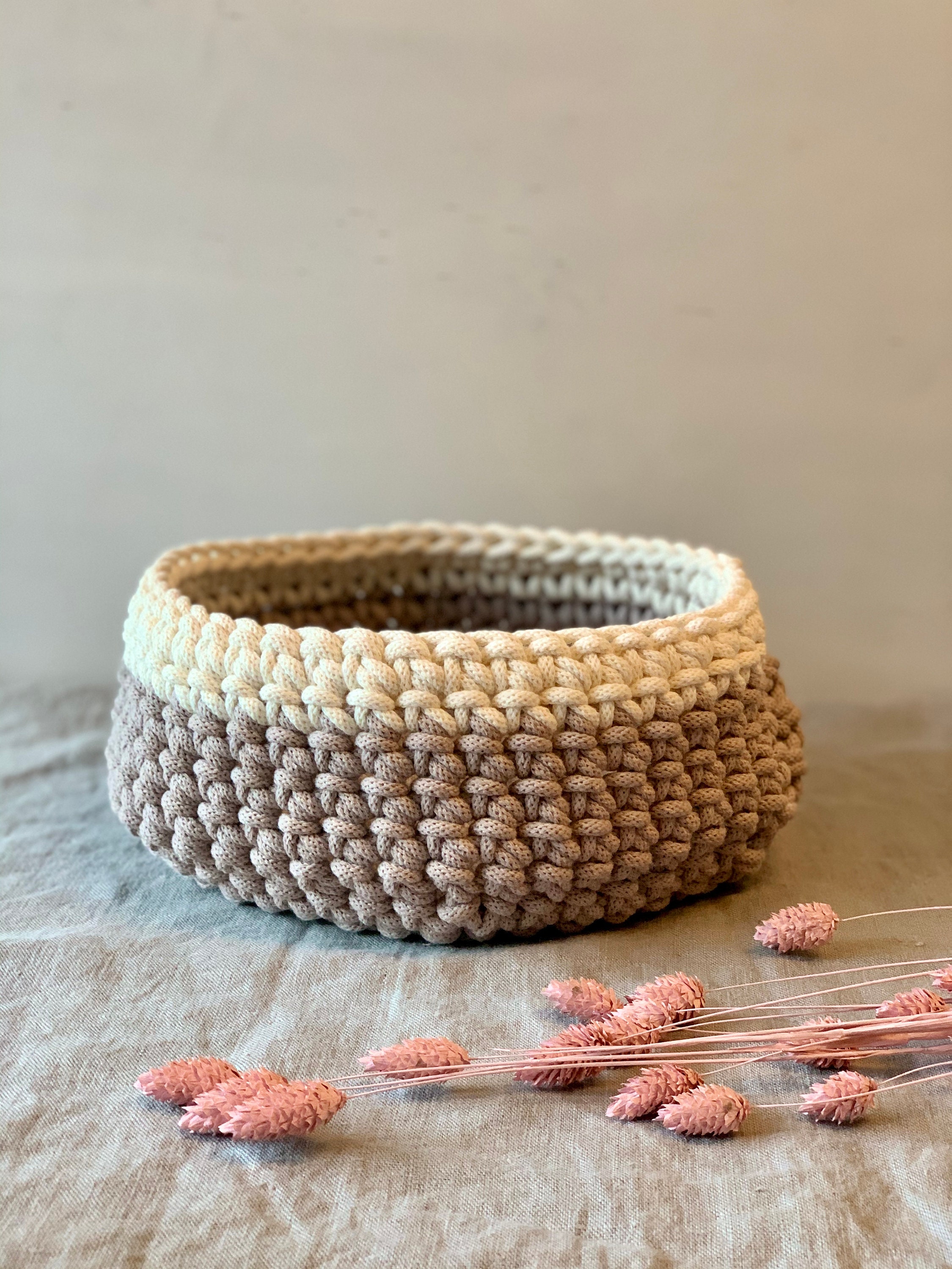 Premium cotton cord crochet basket pair Etsy