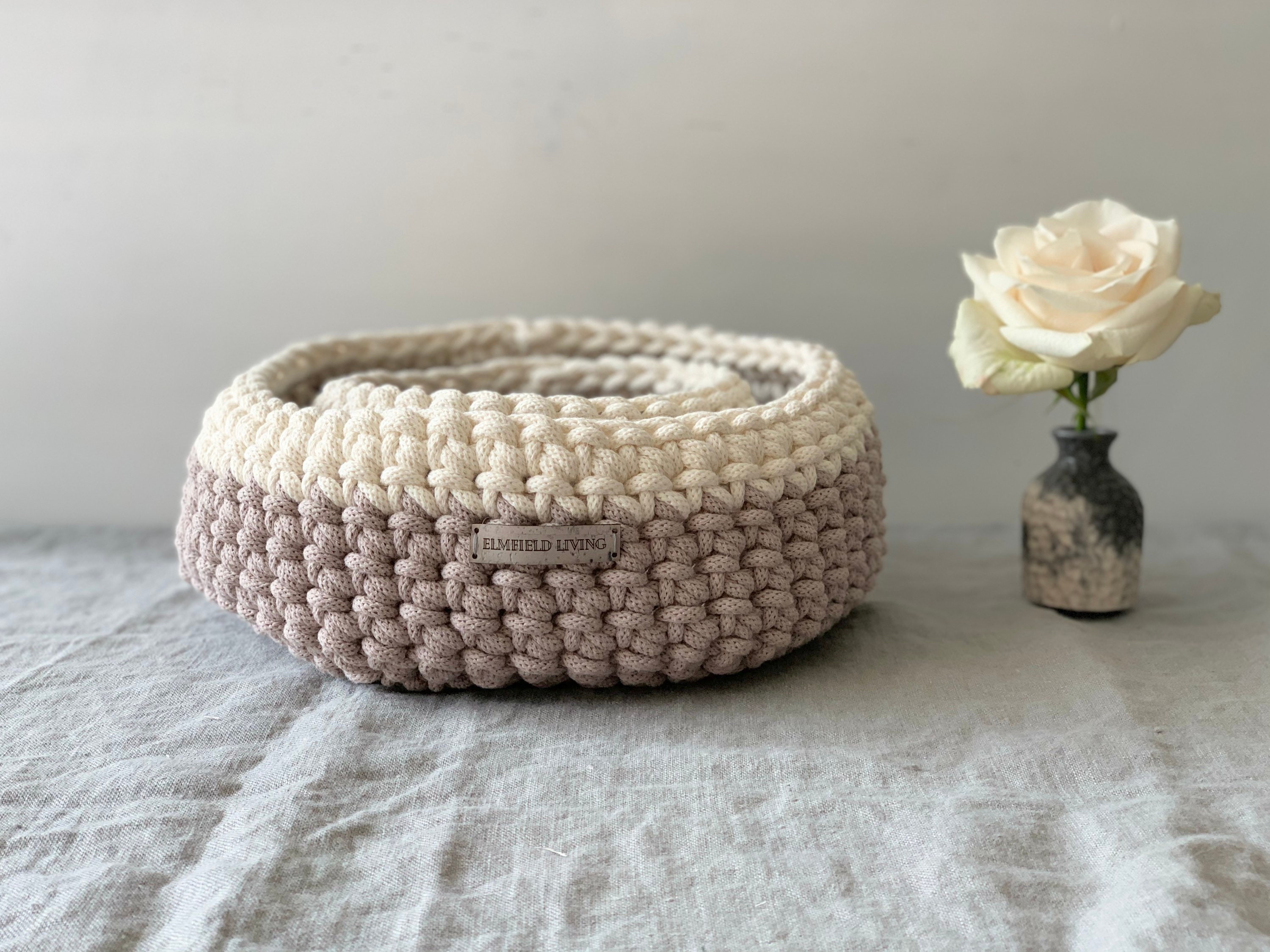 Premium cotton cord crochet basket pair Etsy
