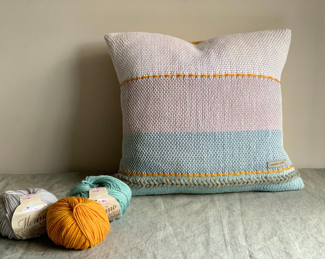 Handwoven cushion with stripe detail Etsy