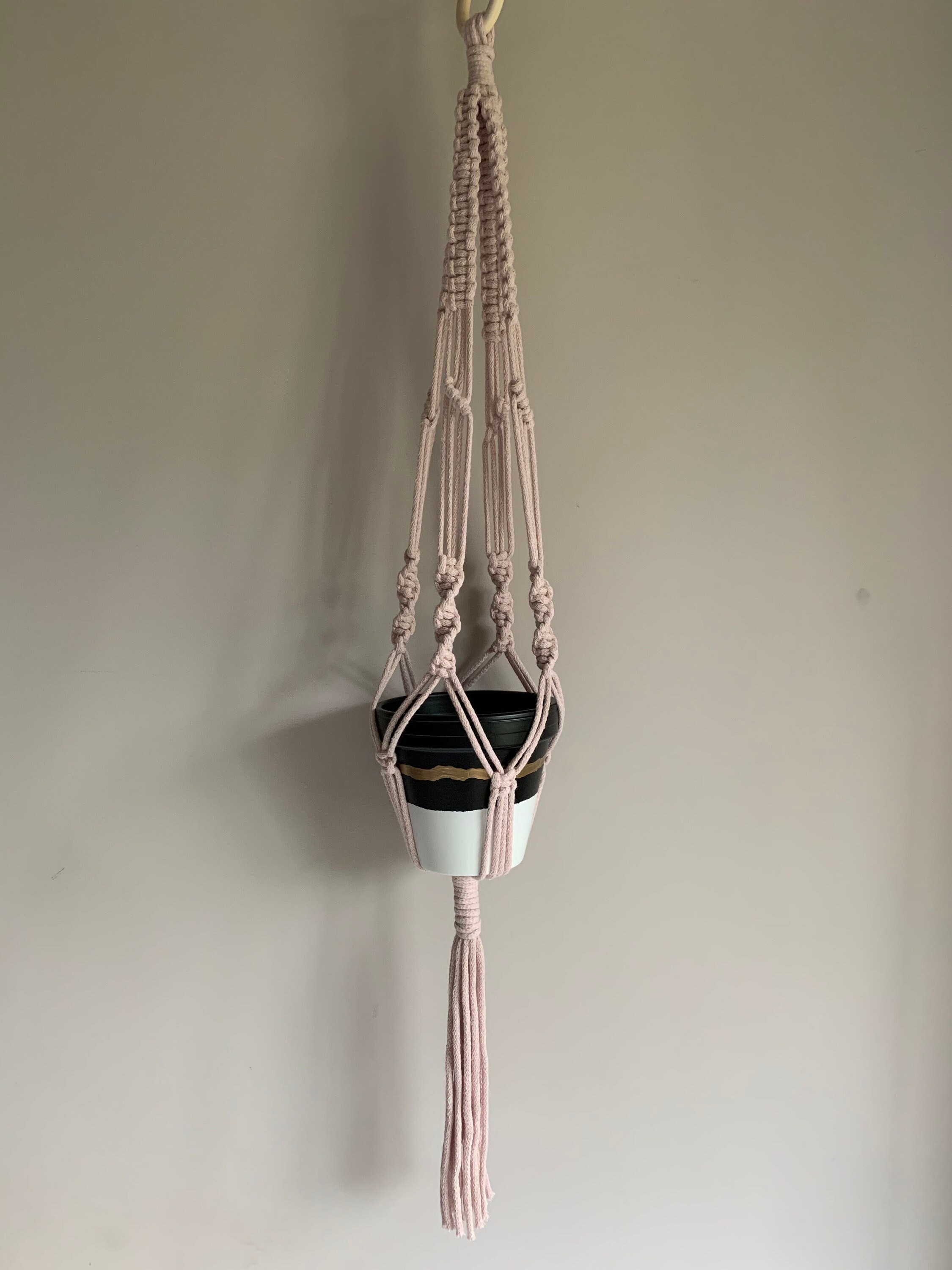 Soft pink plant hanger in premium cotton cord Etsy