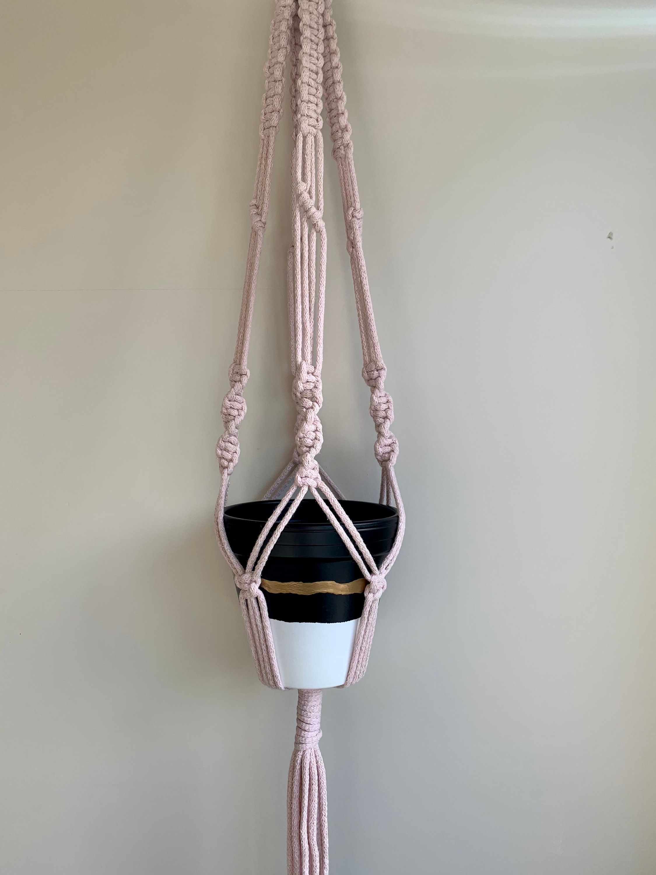 Soft pink plant hanger in premium cotton cord Etsy