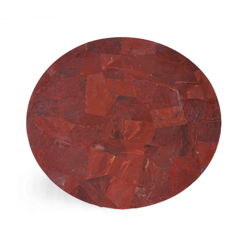 Unique Red Jasper Large Round Inlay Dining Table With Wooden Base - Etsy