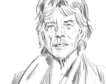 Mick Jagger Portrait Drawing Hand Signed Print