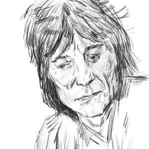 Ronnie Wood Portrait Drawing Hand Signed Print