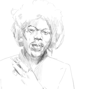 Jimi Hendrix hand signed fine art portrait print
