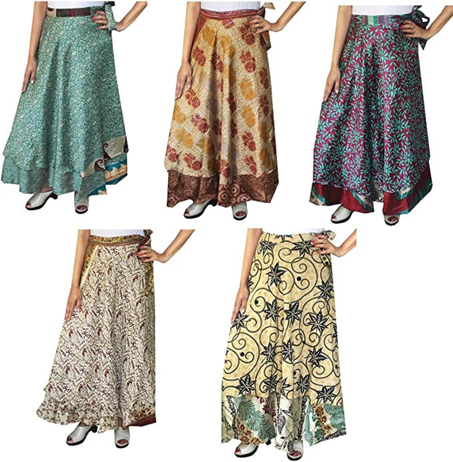 SALE ON Indian Vintage Art Silk Sari Wrap Skirts for Women & - Etsy