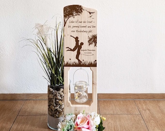 Holzaufsteller Hochzeitsgeschenk - Holzschild personalisiert mit Namen und Datum