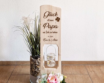 Holzschild Geschenk Papa personalisiert mit den Namen der Kinder Holzaufsteller