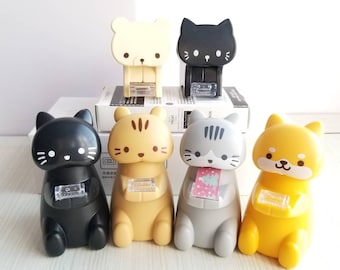 Washi Tape Dispenser Cute Kawaii Tape Cutter Cat Stationary Masking Tape  Table Decorations Paper Tape Shiba Inu Cat Merchandise Black 