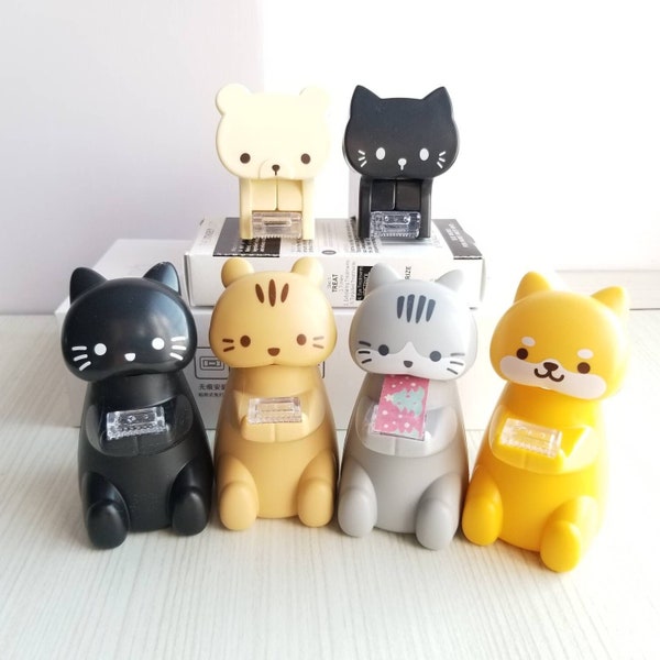 Washi Tape Dispenser Cute Kawaii Tape Cutter | Cat Stationary| Masking Tape| Table Decorations | paper tape Shiba inu cat merchandise black