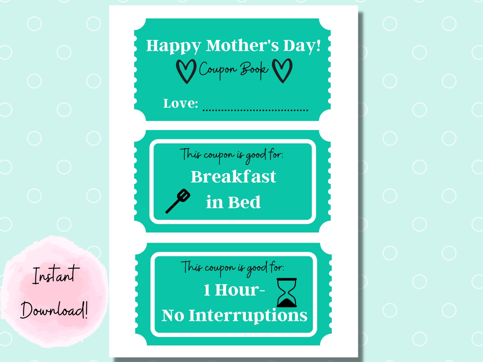 Download Blue Mother's Day Coupon Bundle Book Printable Coupon | Etsy