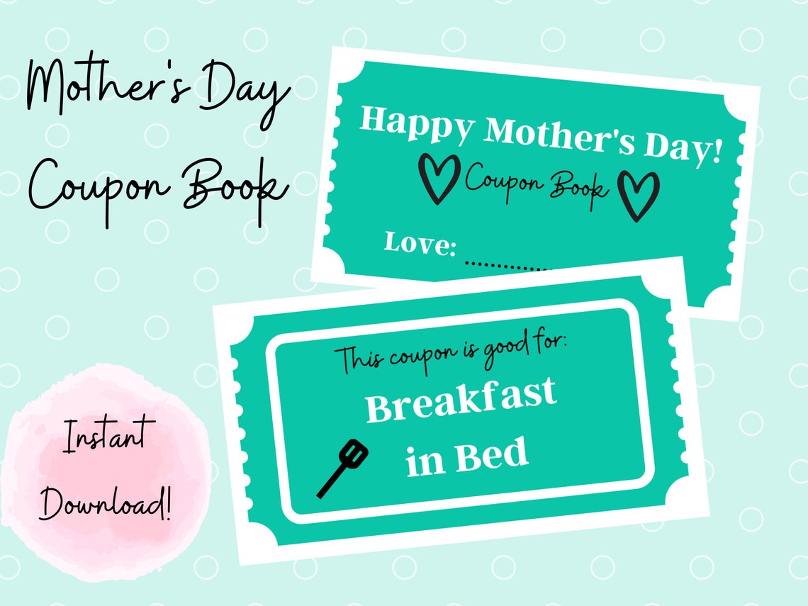 Download Blue Mother's Day Coupon Bundle Book Printable Coupon | Etsy