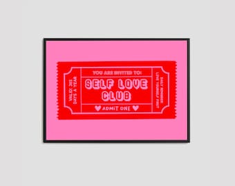 Self Love Club Print / Self Love Wall Art / Empowering Print / Self Care Gift / Positive Quote / Quote Print / Wall Art / Home Decor