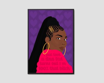 Lizzo Print / Lizzo Truth Hurts Lyrics Print / Feminism Print / Lizzo 100% That Bitch /  Wall Art / Poster Print / Home Decor / Quote Print